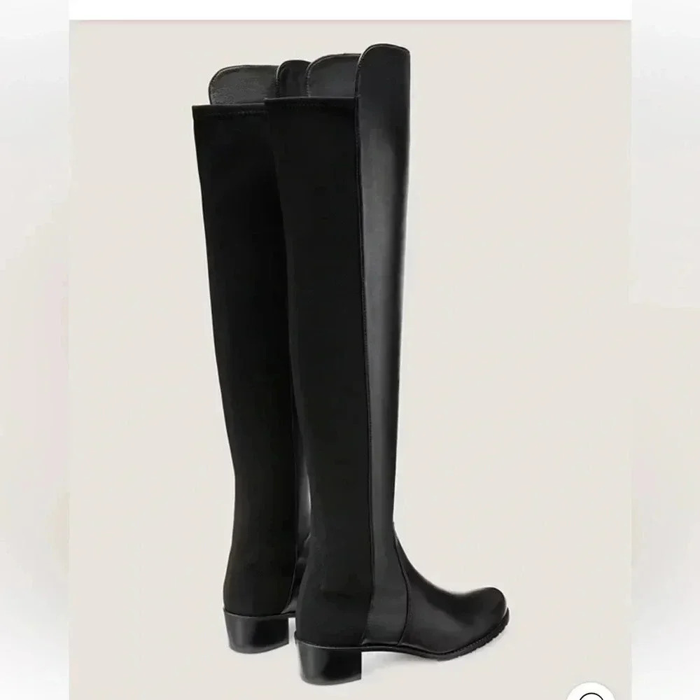 Stuart Weitzman Reserve Black Leather Over the Knee Boots Size - Picture 3 of 12